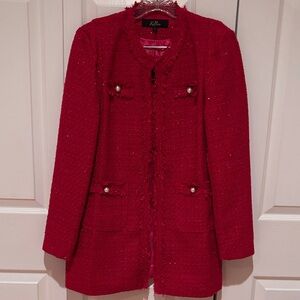 Women's Elegant Red Tweed Blazer